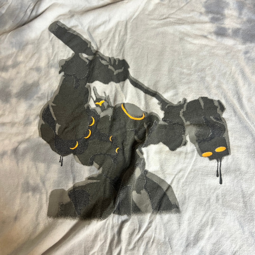 Blizzard Overwatch Reinhardt Tie Dye T-Shirt XL ThinkGeek Grey White Graphic Tee